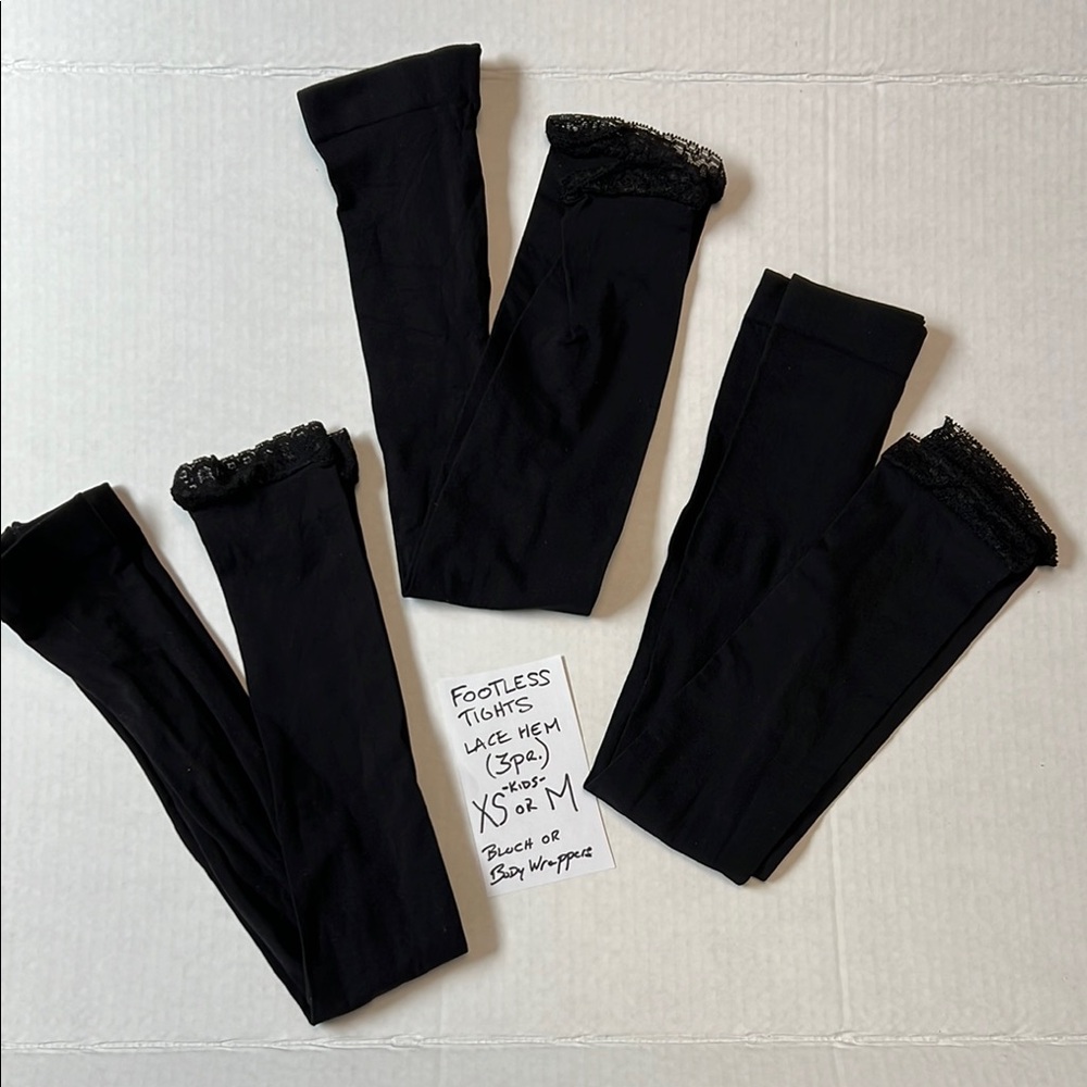 Bloch Lace Hem Opaque Footless Dance Tights (3-pack) New